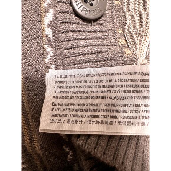 Hollister Oversized Geometric Striped Gray Knit Cardigan Size Medium - Picture 5 of 12